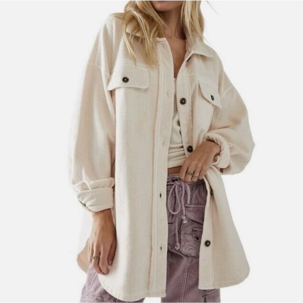 Free People Oversized Utility Jacket in Cream